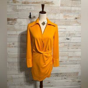 Zara Vibrant Orange Button-Up Mini Dress